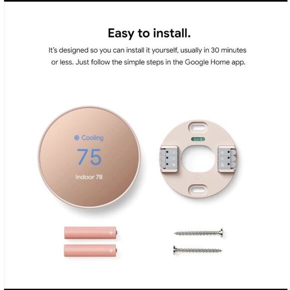 Google Nest Smart Thermostat, Sand - GA02082-US, New , Open Box - Picture 2 of 7